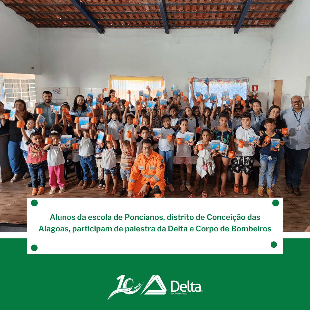 Alunos da escola de Poncianos, distrito de Conceição das Alagoas, participam de palestra da Delta e Corpo de Bombeiros